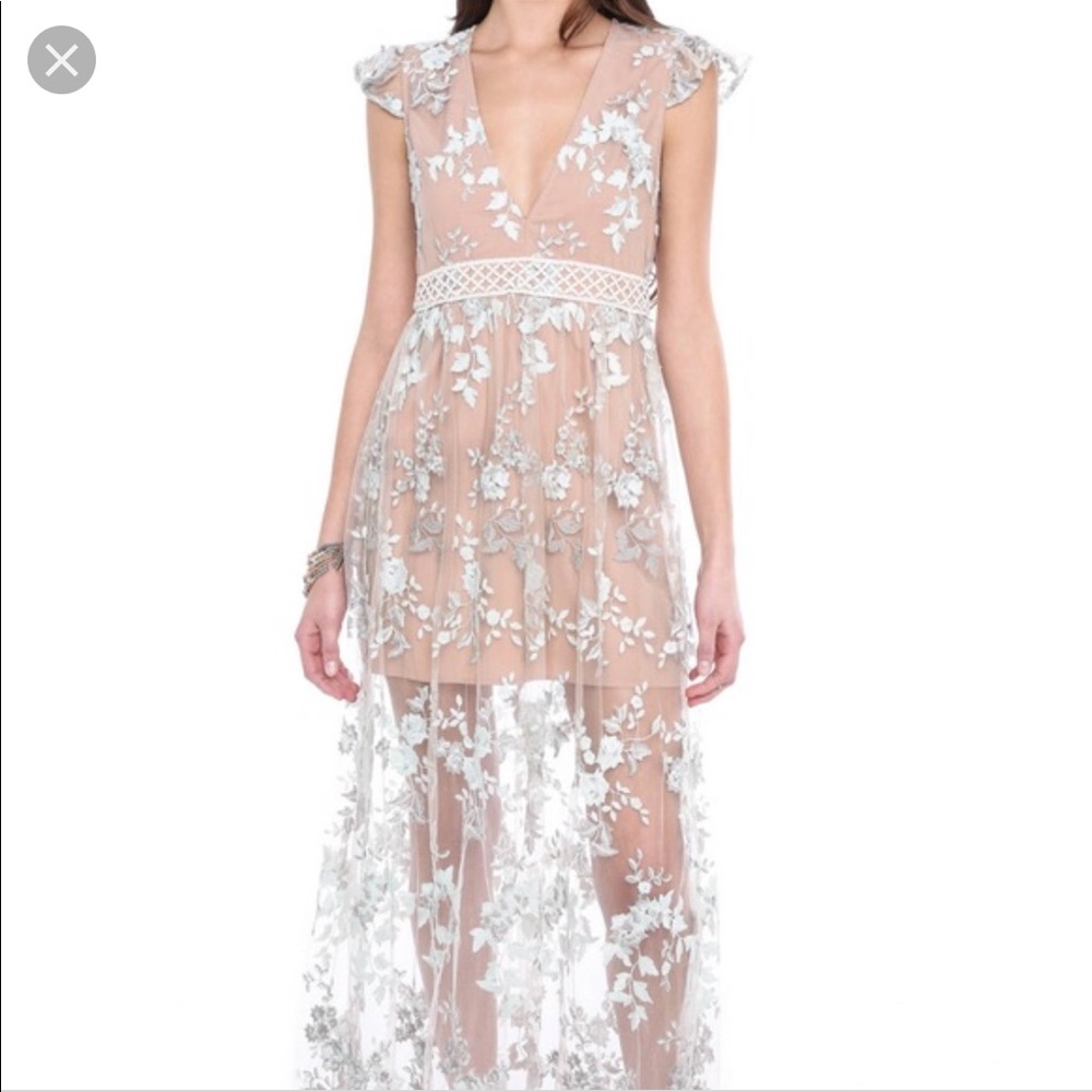 WAYF nude maxi dress